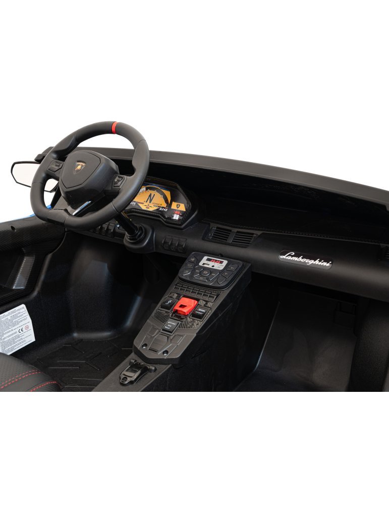 Lamborghini Aventador SV 24V - Coche eléctrico infantil biplaza con 2 motores de 200W, luces LED, suspensión y mando parental. 