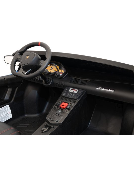 Lamborghini Aventador SV 24V - Coche eléctrico infantil biplaza con 2 motores de 200W, luces LED, suspensión y mando parental. 