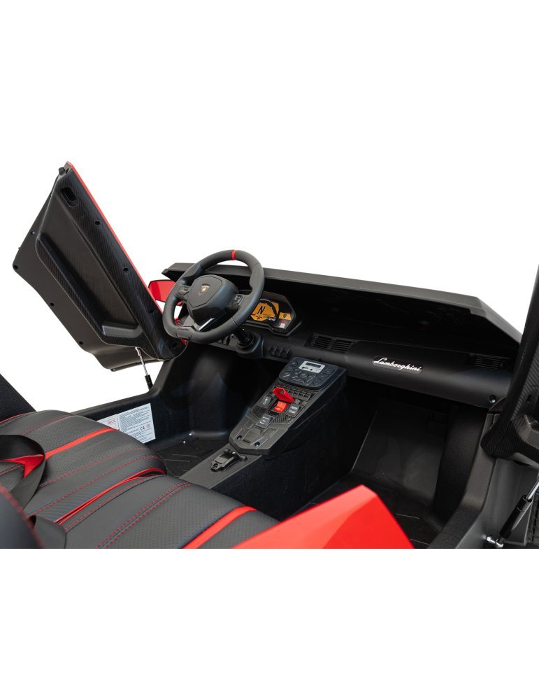 Lamborghini Aventador SV 24V - Coche eléctrico infantil biplaza con 2 motores de 200W, luces LED, suspensión y mando parental. 