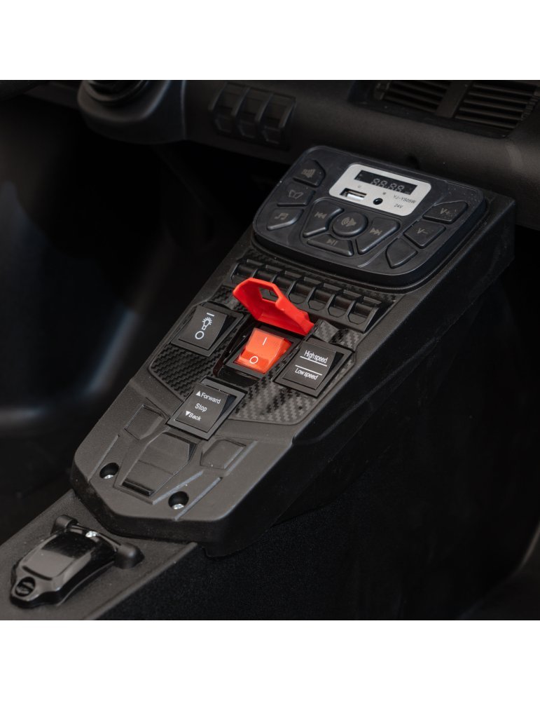 Lamborghini Aventador SV 24V - Coche eléctrico infantil biplaza con 2 motores de 200W, luces LED, suspensión y mando parental. 