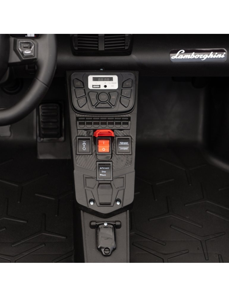 Lamborghini Aventador SV 24V - Coche eléctrico infantil biplaza con 2 motores de 200W, luces LED, suspensión y mando parental. 