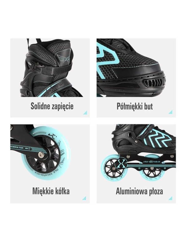 NA19318 BLACK-TURQUOISE SIZE L (39-42) IN-LINE SKATES NILS EXTREME 2  - Vista 1