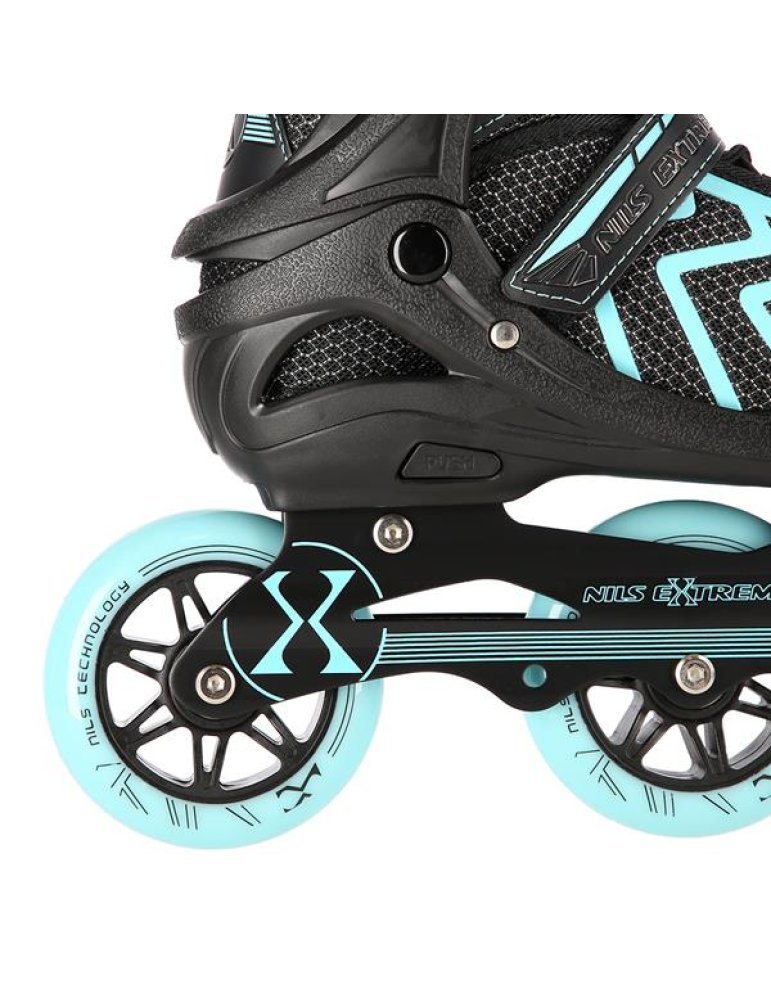 NA19318 BLACK-TURQUOISE SIZE L (39-42) IN-LINE SKATES NILS EXTREME 7  - Vista 6