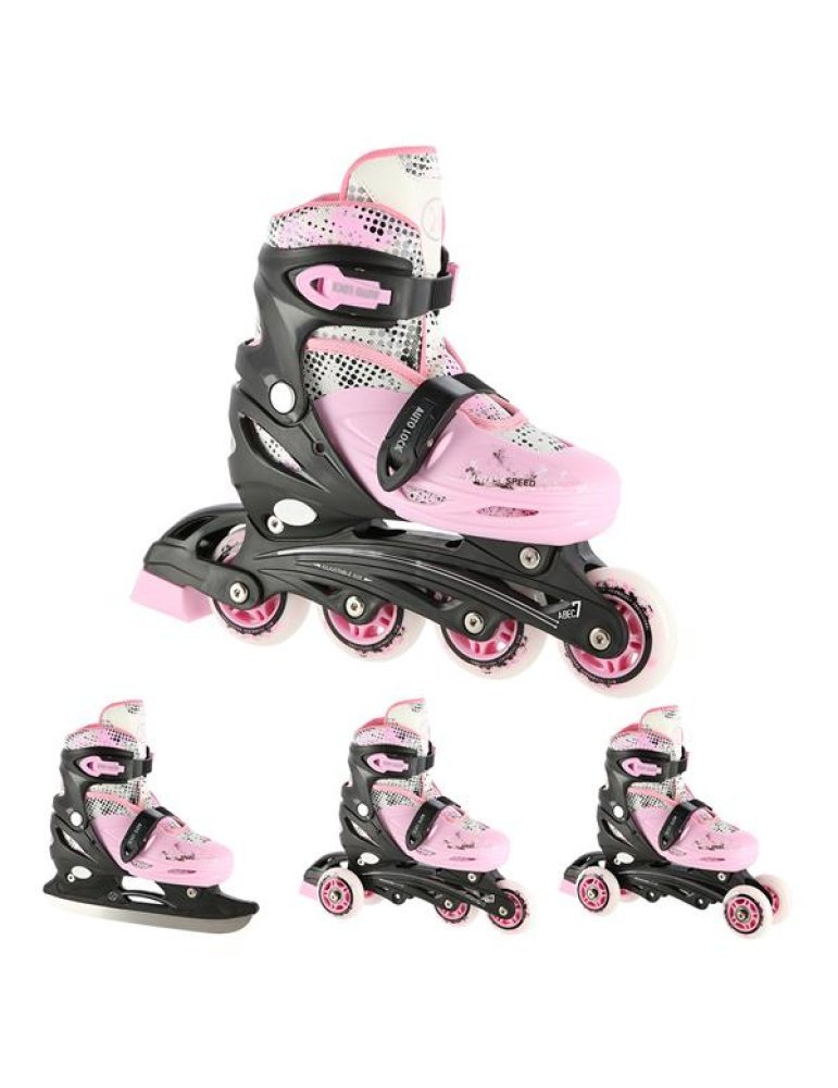 4 en 1 rose réglable Nils Extreme - Glace, Ligne, Quad et 3 roues en une 2 