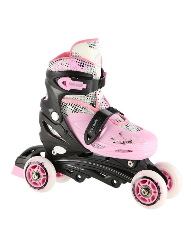 Patines 4 en 1 ajustables Rosa Nils Extreme - Hielo, Línea, Quad y 3 Ruedas en Uno 12 