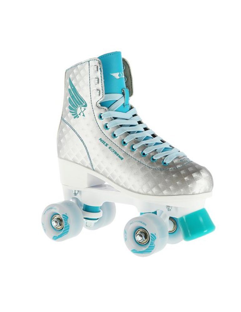 Patines 4 Ruedas Nils Extreme Plata-Turquesa - Patines Iniciación Seguros 1 
