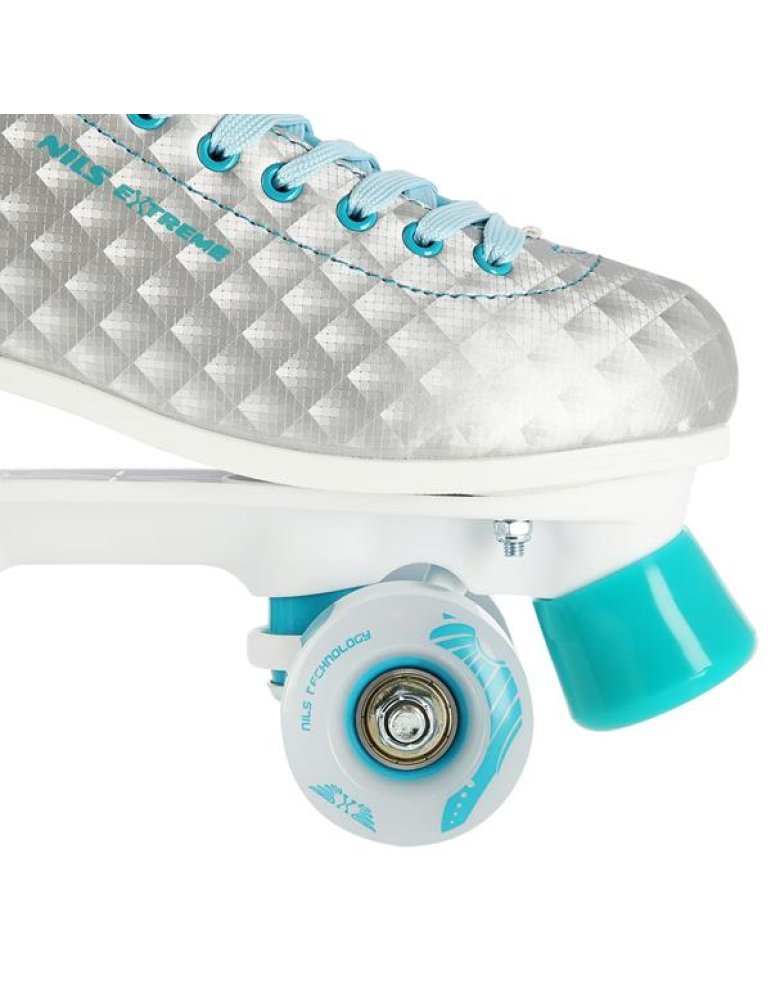 Patines 4 Ruedas Nils Extreme Plata-Turquesa - Patines Iniciación Seguros 6 
