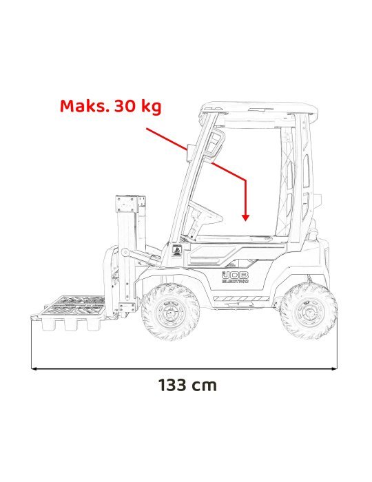 Chariot élévateur pour enfants JCB 12 V – Avec télécommande et élévateur électrique 18 