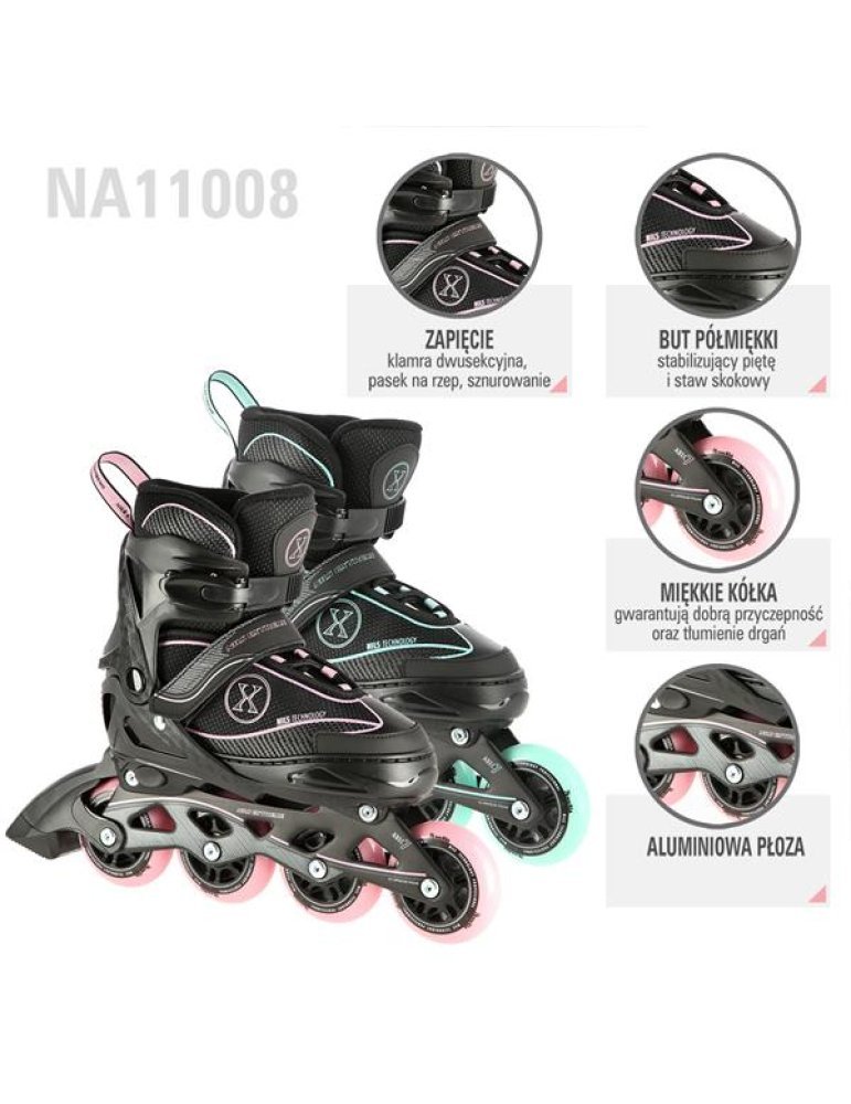 NA11008 BLACK-PINK ROZM. L (39-42) IN-LINE SKATES NILS EXTREME 9 