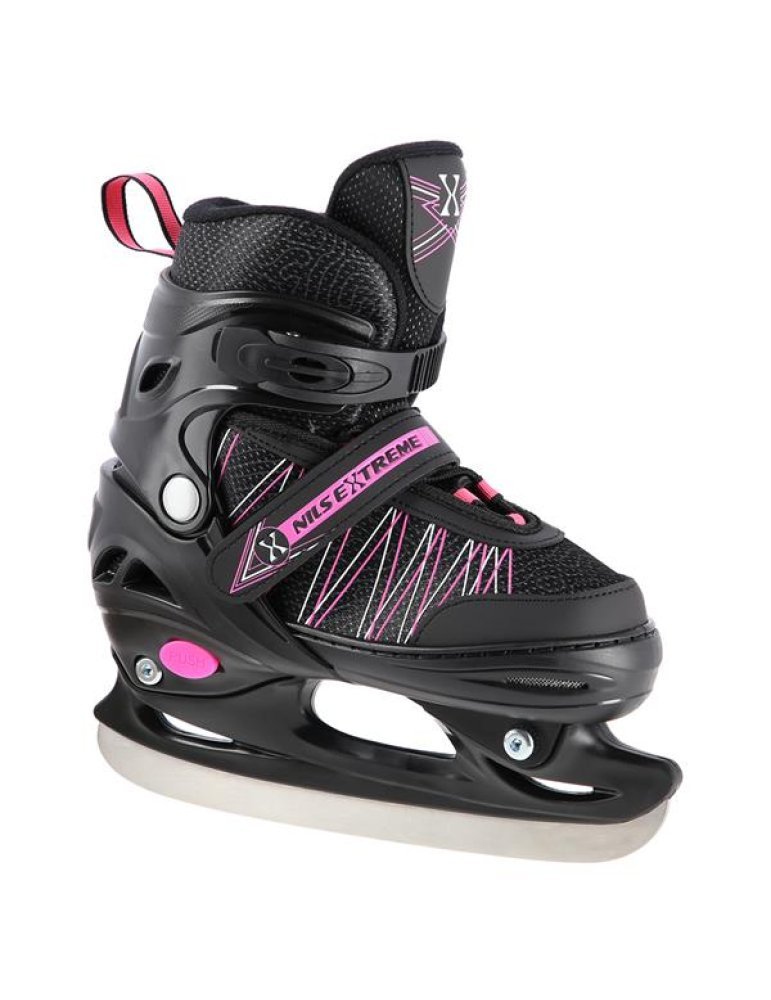 Patines Ajustables 2 en 1 Negro y Rosa – En Línea y de Hockey sobre Hielo 10 