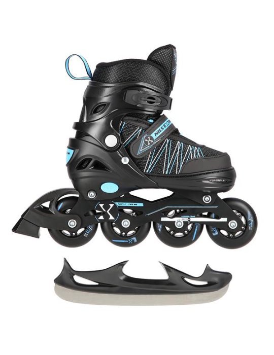 NH11912 A 2IN1 BLACK/BLUE SIZE M(35-38) IN-LINE SKATES/HOCKEY ICE SKATES 12 