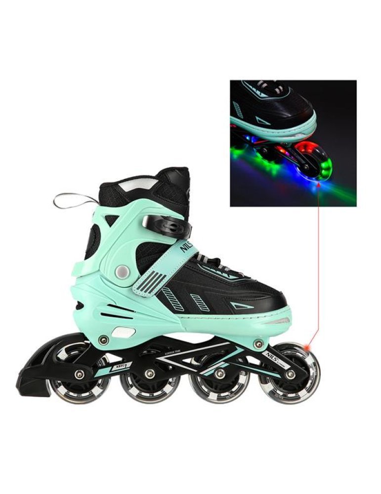 NA11230A GREEN LED SIZE L(39-42) IN-LINE SKATES NILS EXTREME 7 