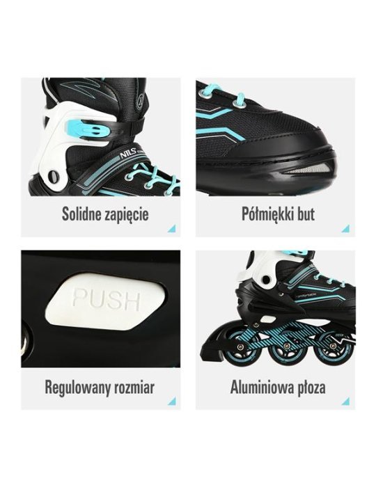 NA1169A TURQUOISE SIZE L(39-42) IN-LINE SKATES NILS EXTREME 3 