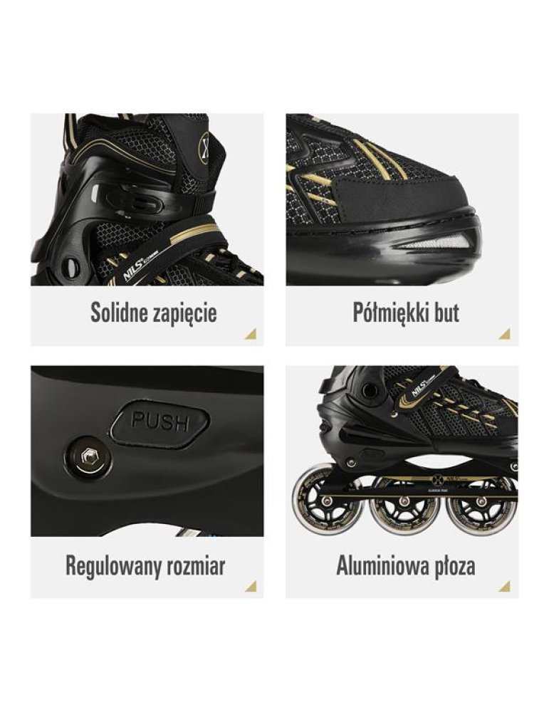 NA1128 BLACK-GOLD SIZE XL(43-45) IN-LINE SKATES NILS EXTREME 3 