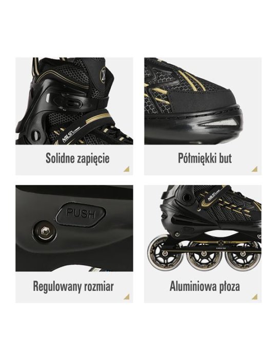 NA1128 BLACK-GOLD SIZE XL(43-45) IN-LINE SKATES NILS EXTREME 3 