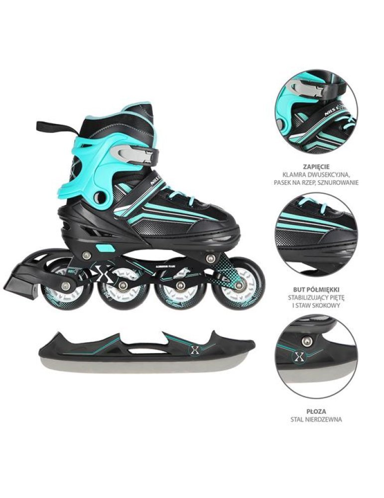 Patines Ajustables en Linea 2en1 NEGRO/AZUL NH18190 2 