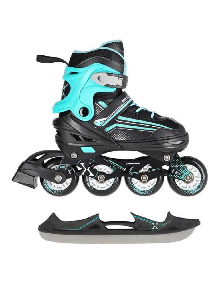 NH18190 2IN1 BLACK/BLUE SIZE M(34-38) IN-LINE SKATES/HOCKEY ICE SKATES 12 