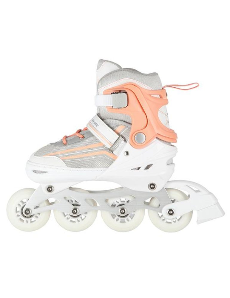 Pattini regolabili 2 in 1 bianchi e rosa – in linea e artistici 4 