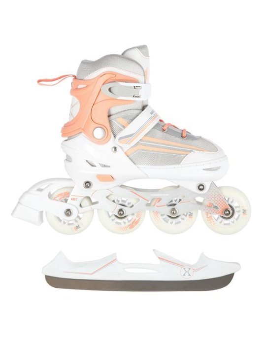 Pattini regolabili 2 in 1 bianchi e rosa – in linea e artistici 11 