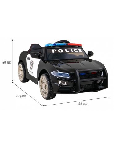 12V Auto elettrica di polizia per bambini con sirena, luci e comando 2