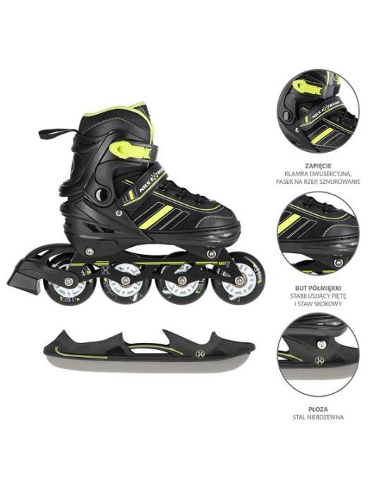 Patines 2 en 1 NH18191 Nils Extreme Δ Hockey y Roller en un produit solo