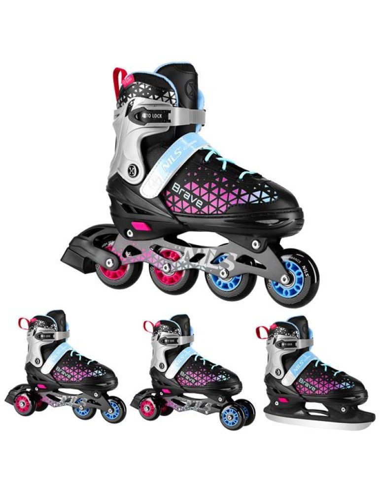 Patines 2 en 1 BRAVE NA18190A Nils Extreme – en ligne et glace, réglable