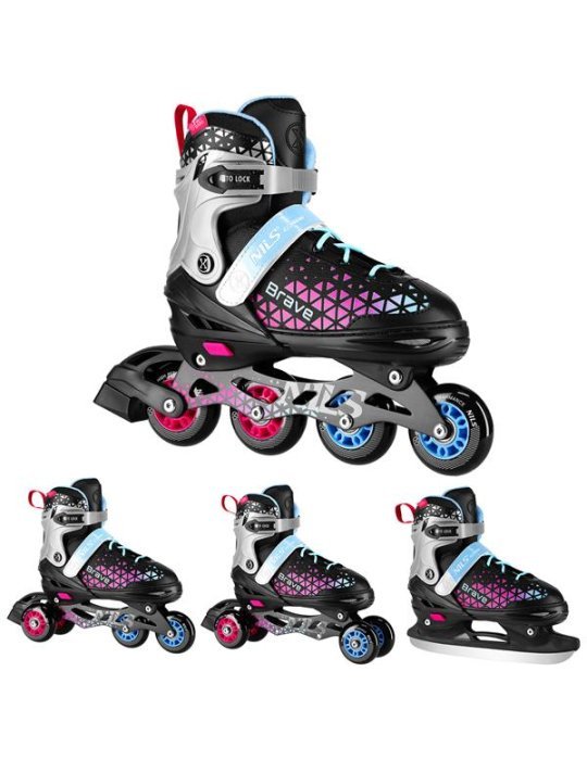 Patines 2 en 1 BRAVE NA18190A Nils Extreme – en ligne et glace, réglable