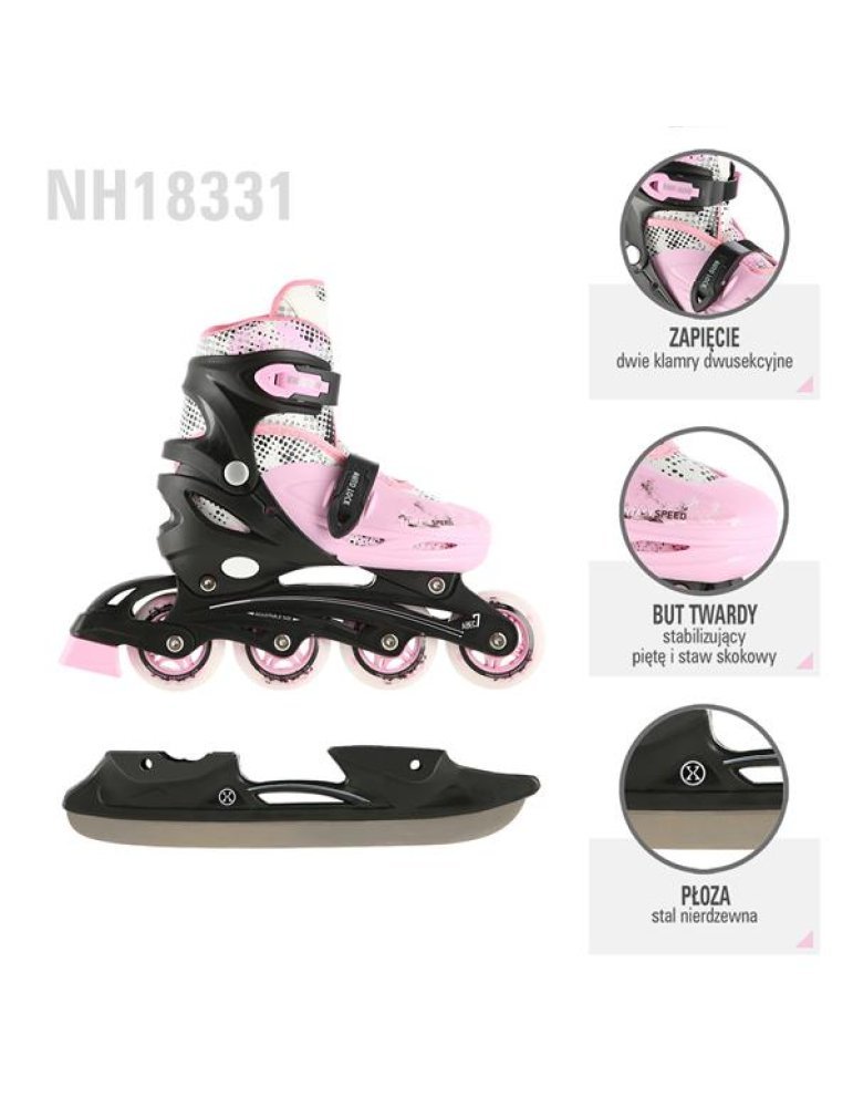 Patines NH18193 Nils Extreme – 2 en 1 para Hielo y Roller | Ajustables, Cómodos y Seguros