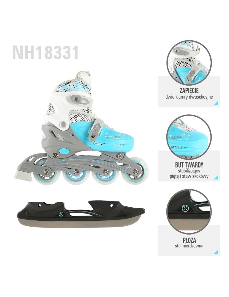 NH18331  SET 4in1 BLUE SIZE M (35-38) INLINE/ICE-SKATES NILS EXTREME