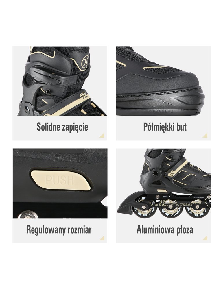 NA14174 A BLACK-BEIGE SIZE S IN-LINE SKATES NILS EXTREME