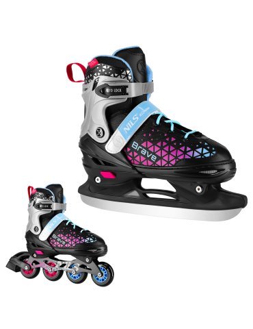NH18190A IN-LINE SKATES/HOCKEY ICE SKATES SET 4IN1 BRAVE PINK SIZE S(29-33) NILS EXTREME 2