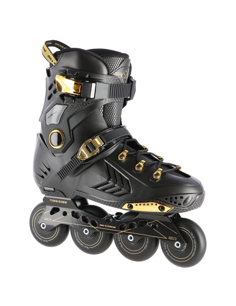 NA20002 BLACK-GOLD SIZE 39 SLALOM IN-LINE SKATES NILS EXTREME 