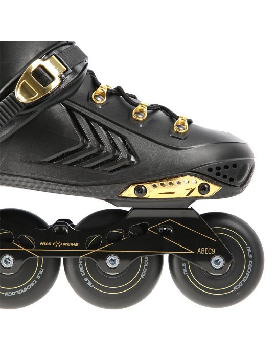 NA20002 BLACK-GOLD SIZE 39 SLALOM IN-LINE SKATES NILS EXTREME 