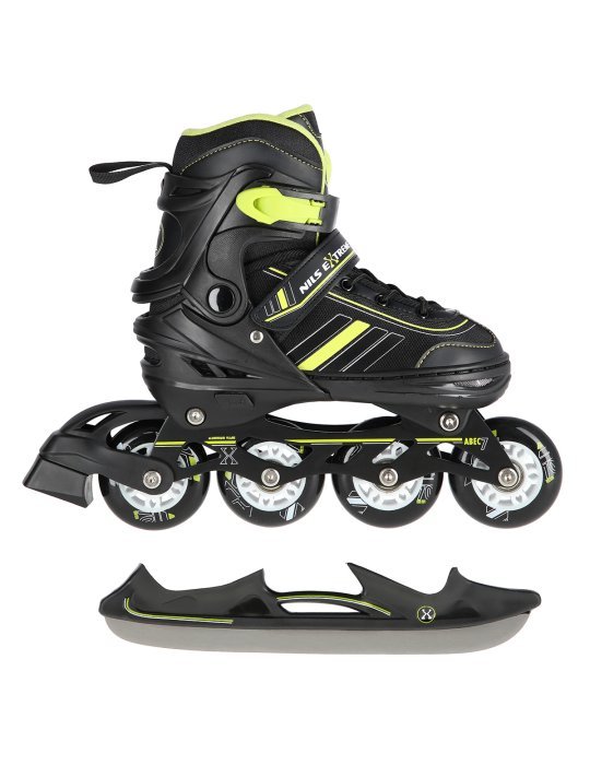 NH18191 2IN1 BLACK/LIME SIZE L(39-43) IN-LINE SKATES/HOCKEY ICE SKATES