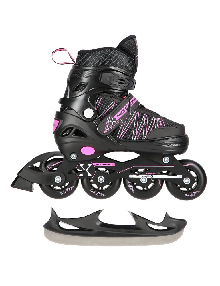 NH11912 A 2IN1 BLACK/PINK SIZE L(39-42) IN-LINE SKATES/HOCKEY ICE SKATES