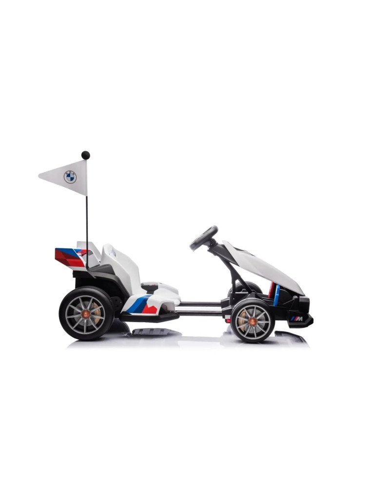 Kart elétrico infantil BMW 24V com função de derleta e luzes LED