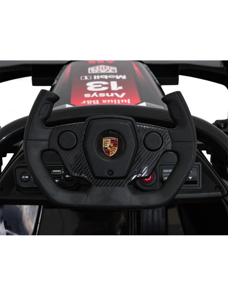 Porsche de voiture électrique pour enfants formule E 12V avec commande et lumières LED