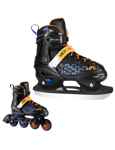 NH18190A IN-LINE SKATES/HOCKEY ICE SKATES SET 2IN1 BRAVE BLUE SIZE S(29-33) NILS EXTREME 2