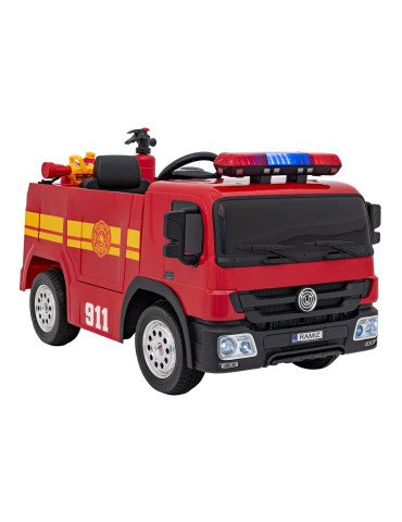 Kids Electric Fire Truck - 2x12V with Remote Control and Firefighter Kit 2