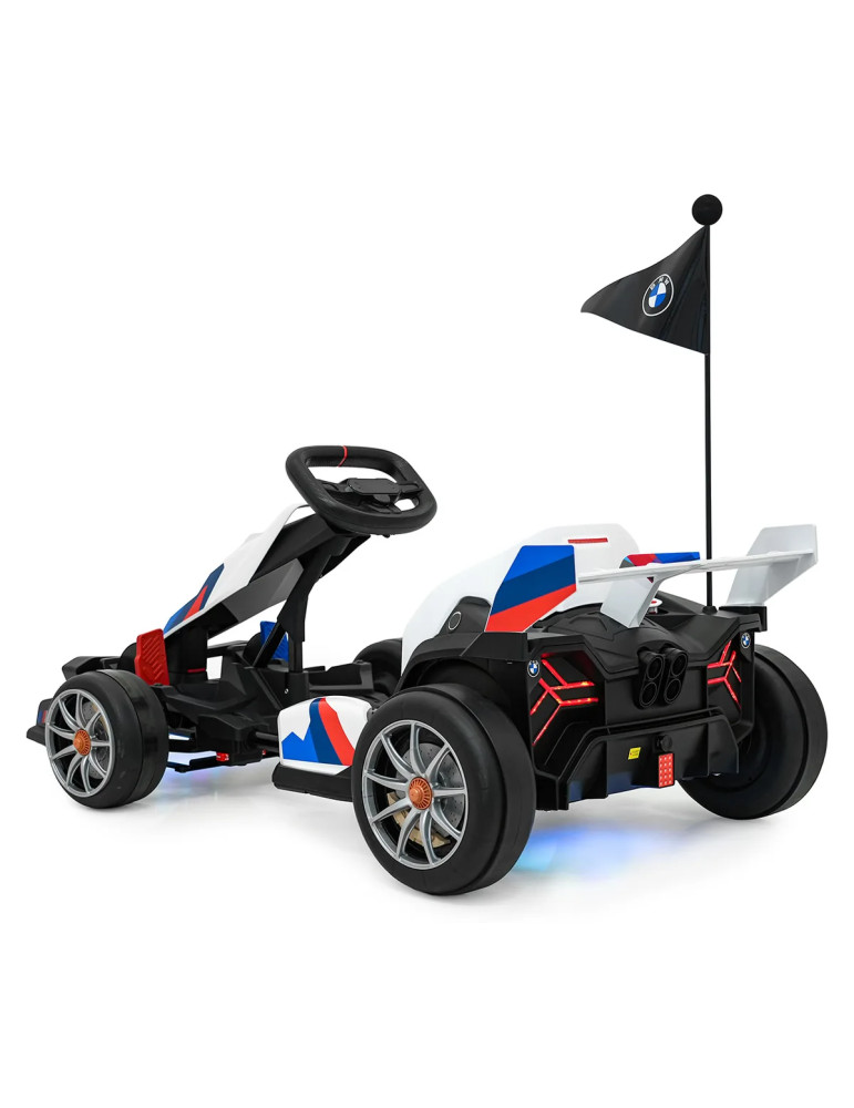 Kart elétrico infantil BMW 24V com função de derleta e luzes LED