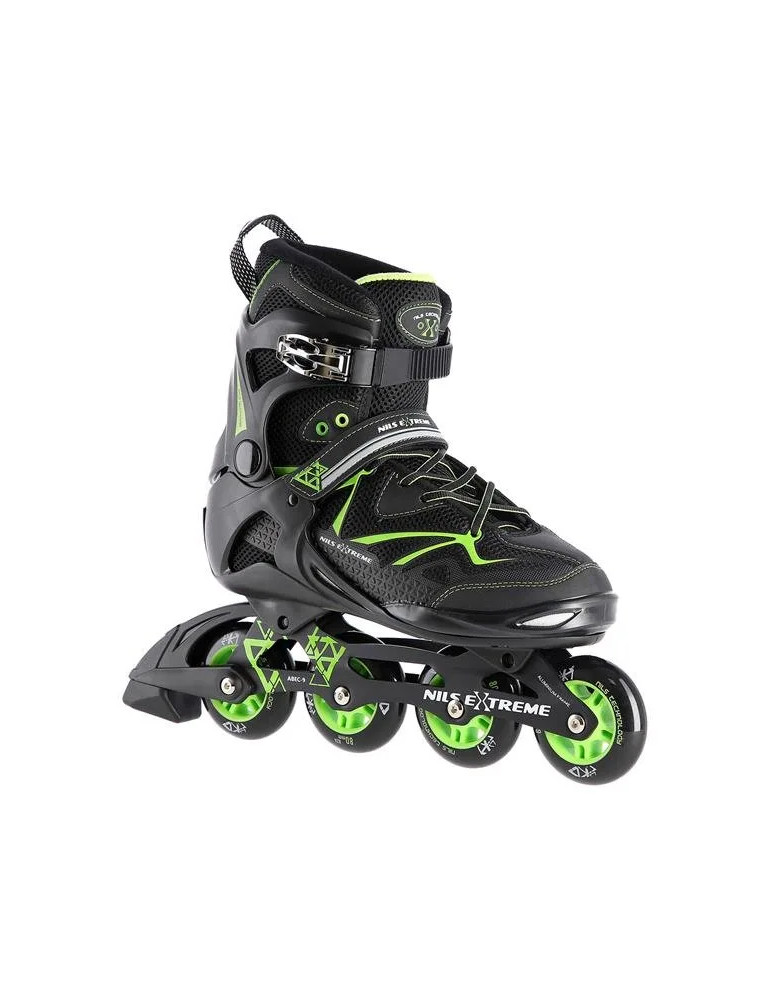 Patines In-Line Nils Extreme Negro-Verde|Chasis De Alumino, Gran Comodidad