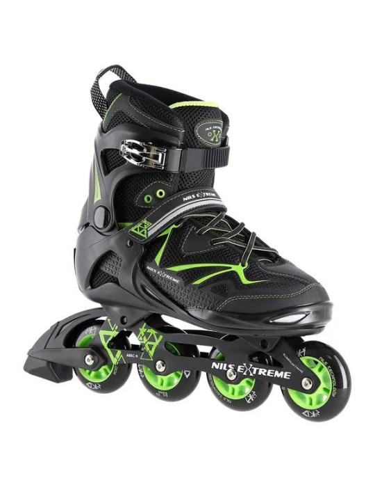 Patines In-Line Nils Extreme Negro-Verde|Chasis De Alumino, Gran Comodidad