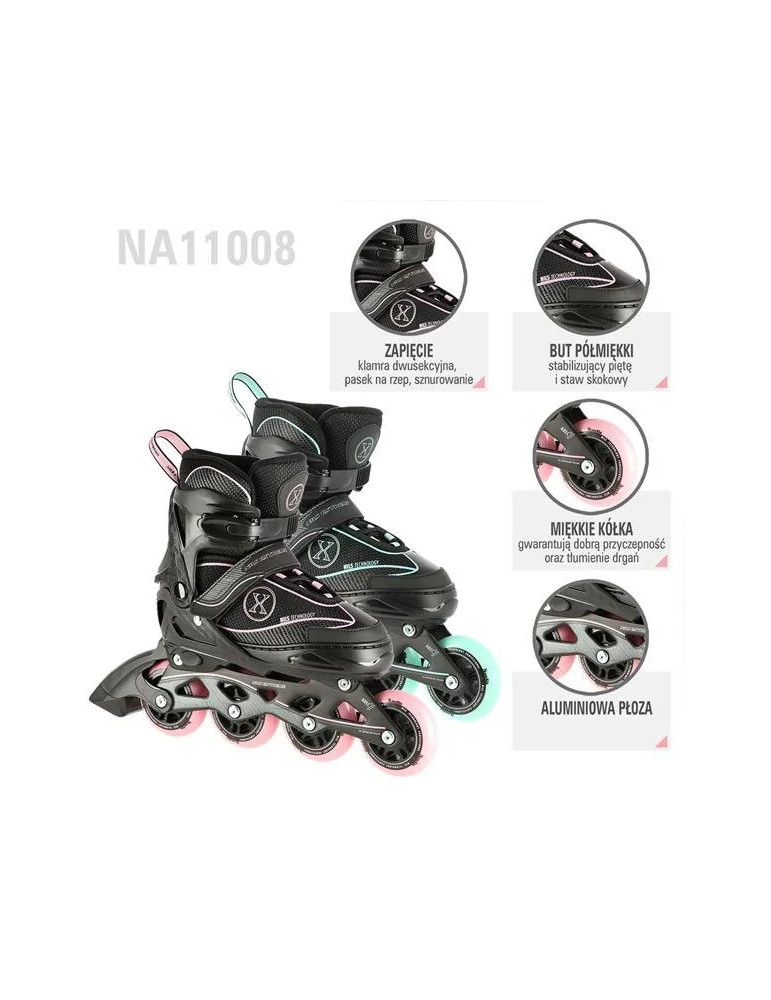 Patines Ajustables Na11008 Negro - Verde Menta|Patines En Línea Nils Extreme - Vista 8