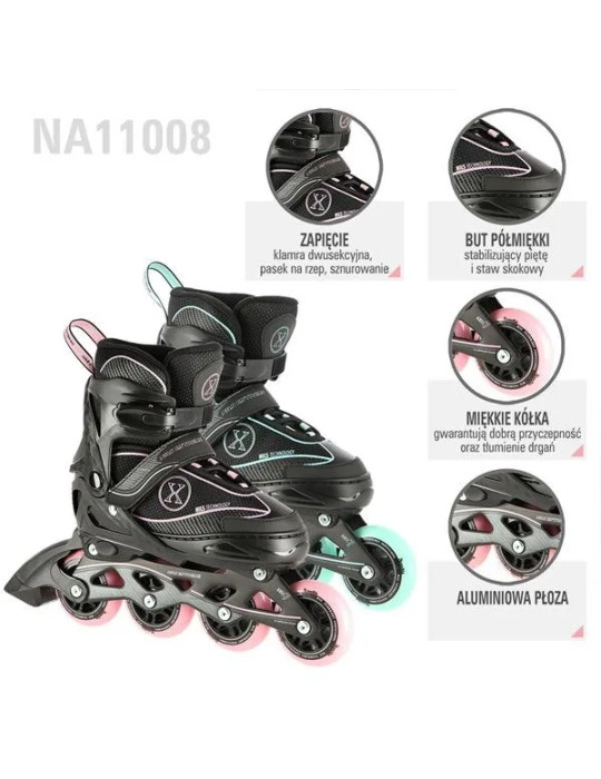 Patines Ajustables Na11008 Negro - Verde Menta|Patines En Línea Nils Extreme