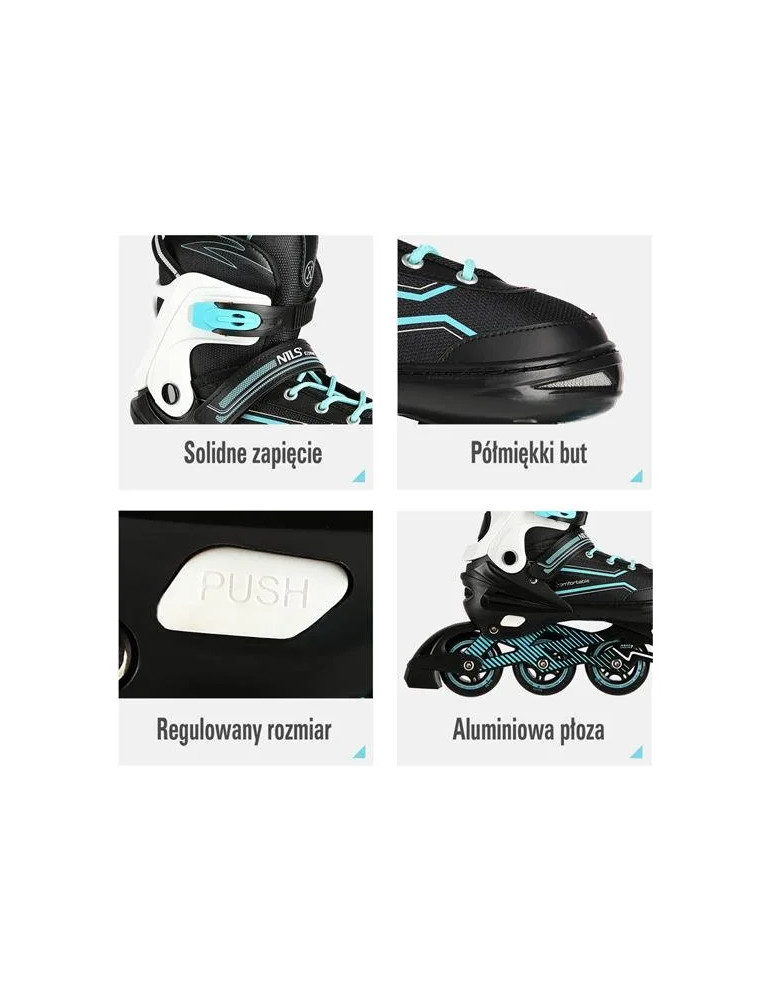 Patines En Línea Na1169A Turquesa | Nils Extreme Con Rodamientos Abec-7