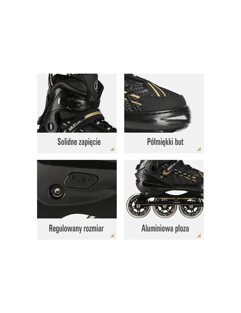 Patines En Línea Na1128 Nils Extreme Negro-Dorado | Rodamientos Abec-7 - Vista 2