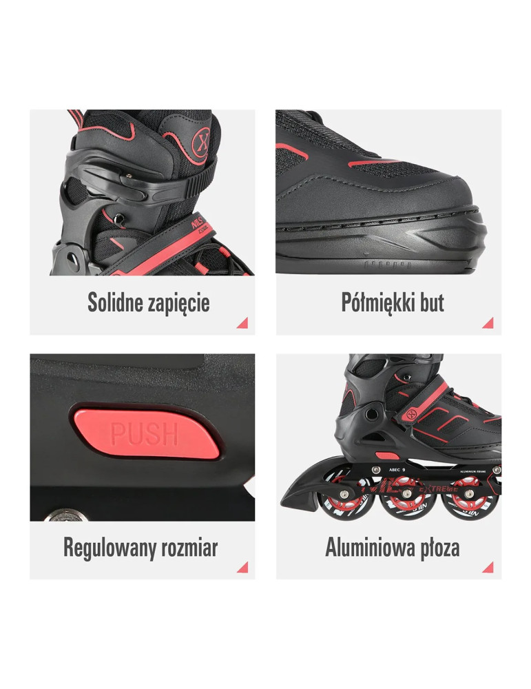 Patines En Línea Nils Extreme Na14174A Negro-Rojo