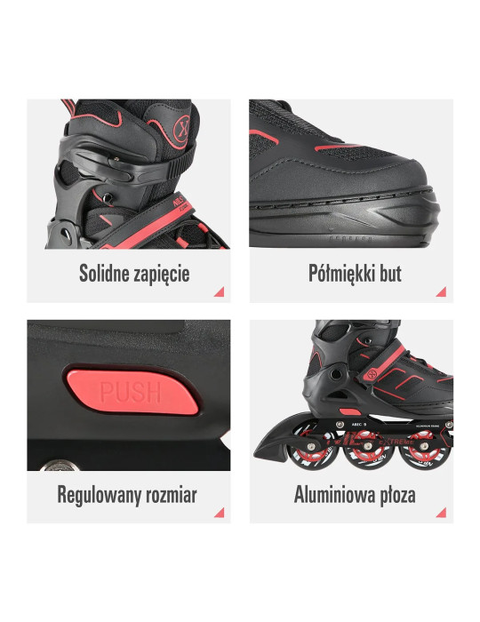 Patines En Línea Nils Extreme Na14174A Negro-Rojo