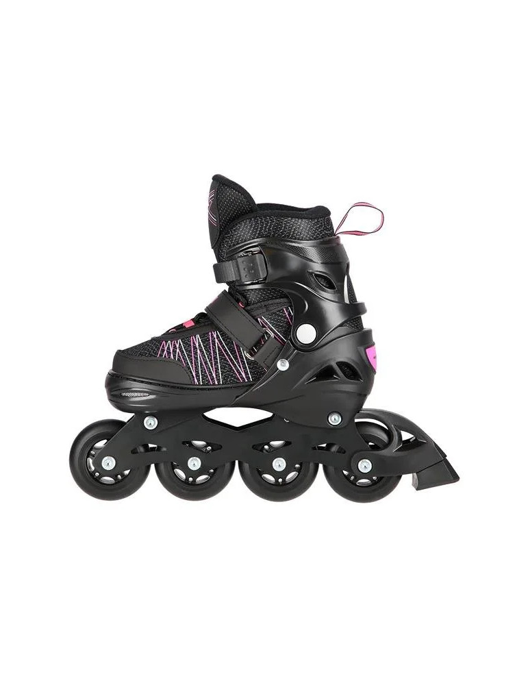 Patines Ajustables 2 En 1 Negro Y Rosa – En Línea Y De Hockey Sobre Hielo