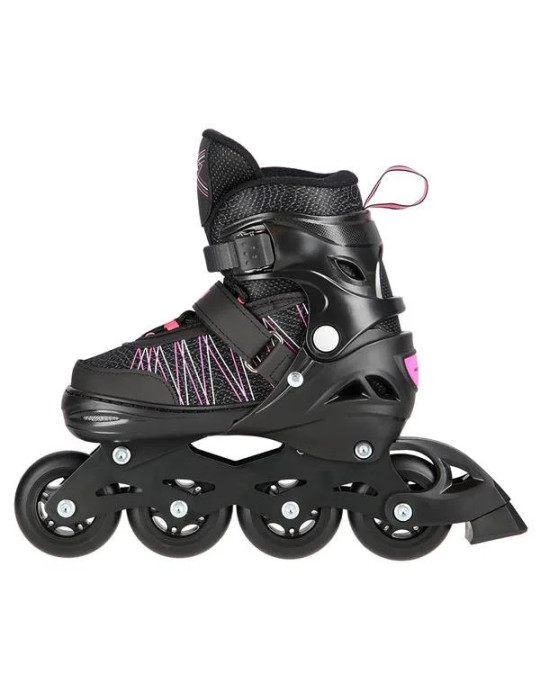 Patines Ajustables 2 En 1 Negro Y Rosa – En Línea Y De Hockey Sobre Hielo